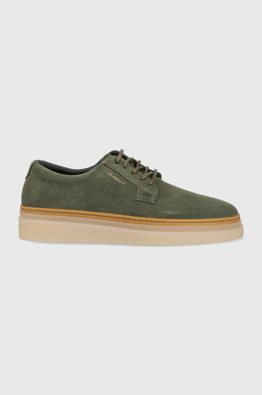 Gant pantofi de piele intoarsa Kinzoon barbati culoarea verde - Pled.ro