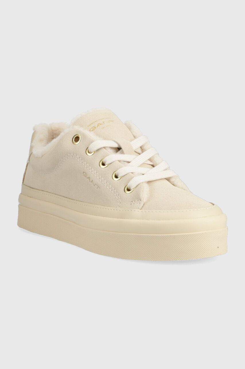 Gant sneakers din piele intoarsă Avona culoarea bej 27533155.G11 - Pled.ro