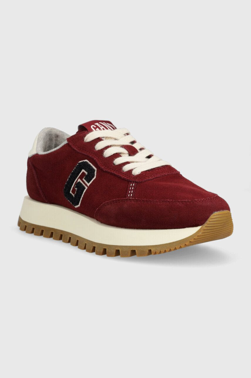 Gant sneakers din piele intoarsă Caffay culoarea bordo 27533167.G554 - Pled.ro