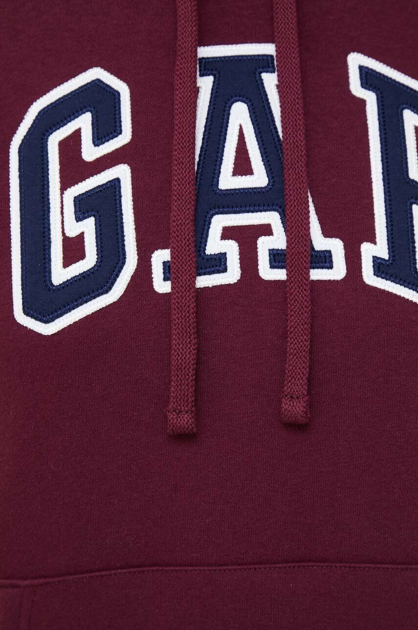 Gap bluza femei culoarea bordo cu glugă cu imprimeu - Pled.ro