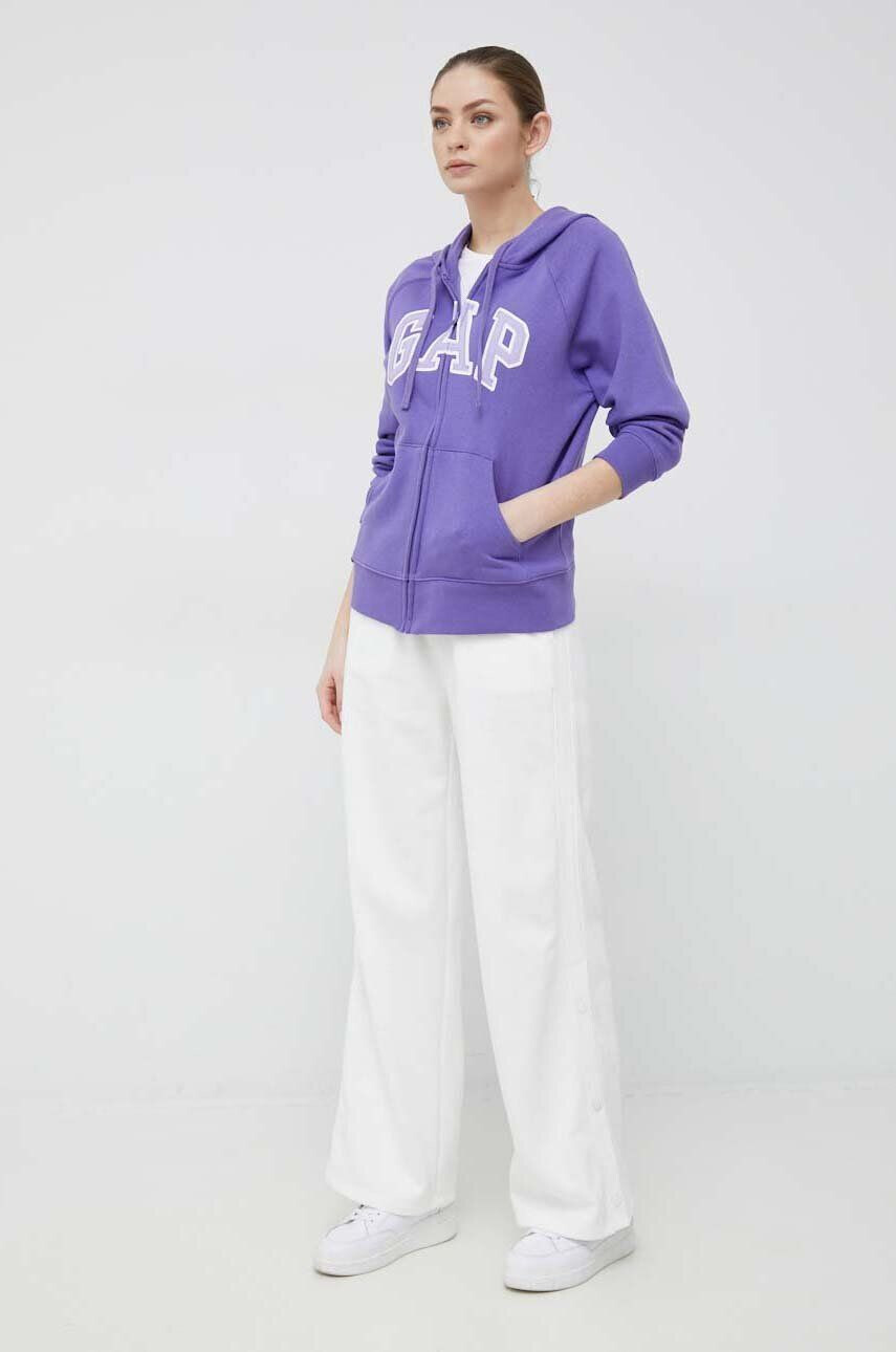 Gap bluza femei culoarea violet cu glugă cu imprimeu - Pled.ro