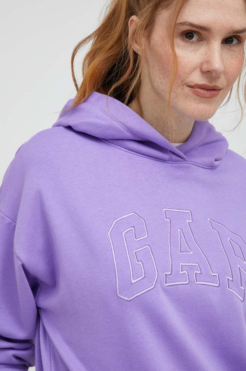 Gap bluza femei culoarea violet cu glugă cu imprimeu - Pled.ro