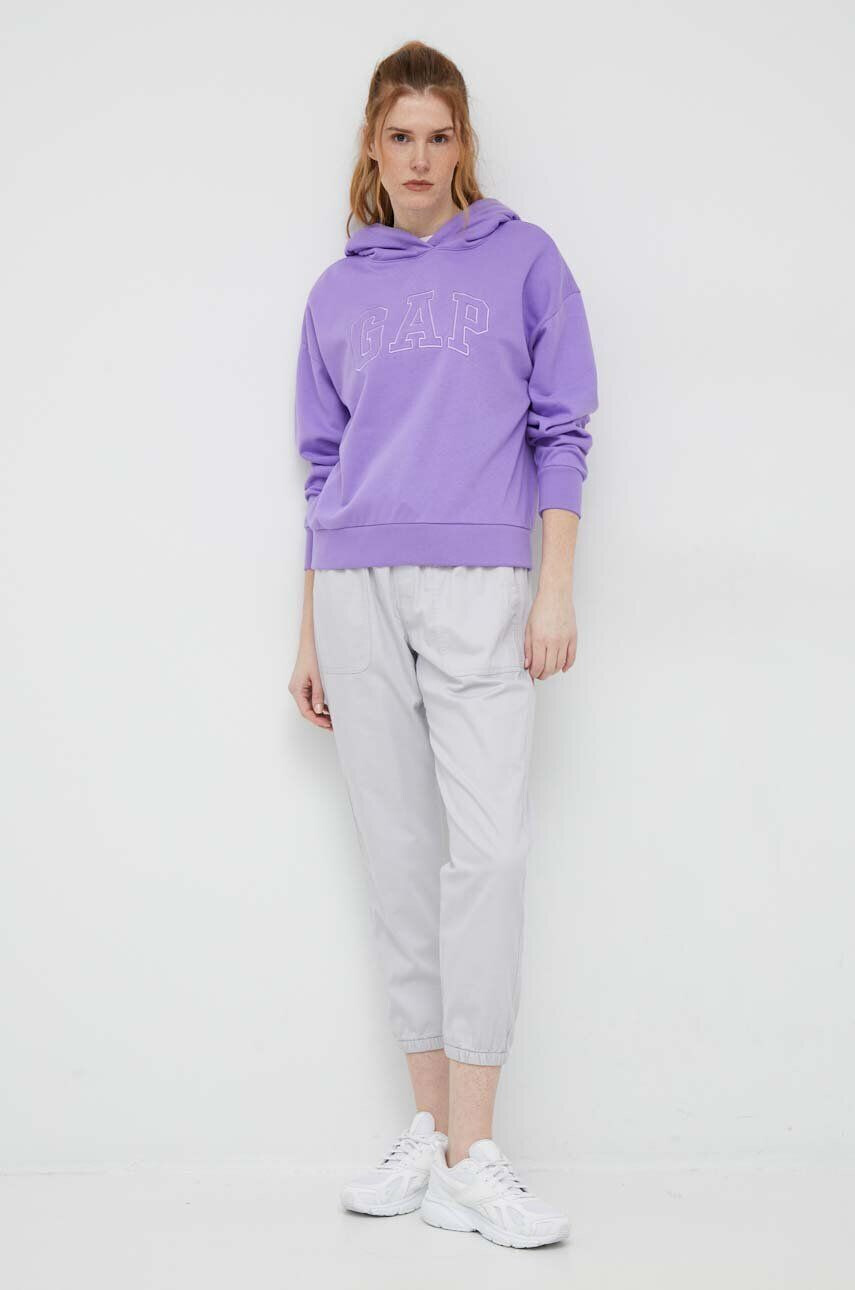 Gap bluza femei culoarea violet cu glugă cu imprimeu - Pled.ro