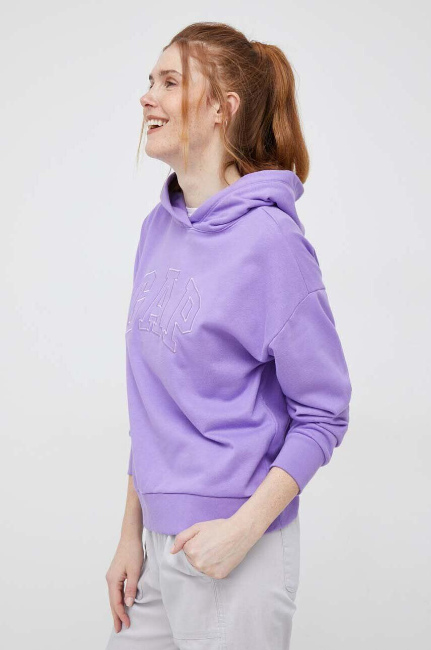 Gap bluza femei culoarea violet cu glugă cu imprimeu - Pled.ro