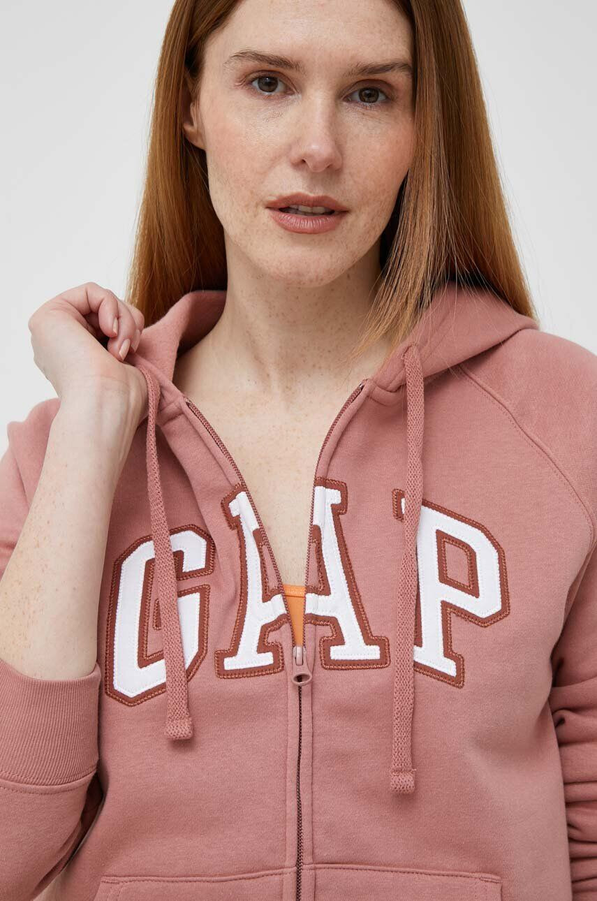 Gap bluza femei culoarea roz cu glugă cu imprimeu - Pled.ro