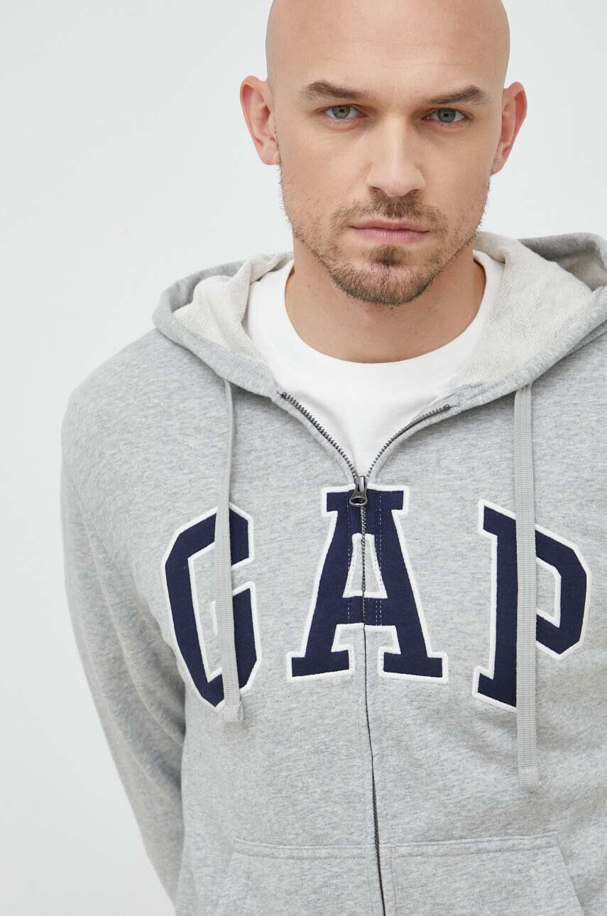 Gap bluza femei culoarea negru cu glugă cu imprimeu - Pled.ro