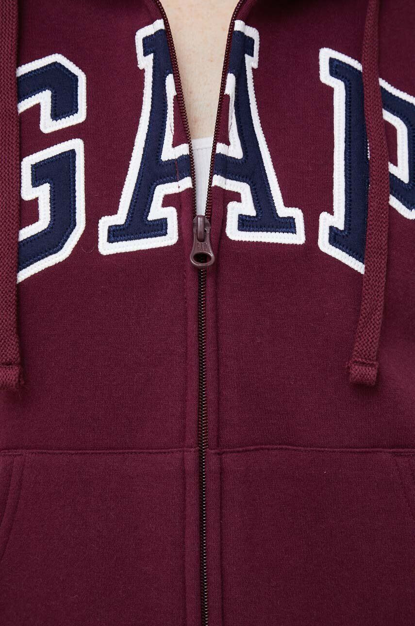 Gap bluza femei culoarea bordo cu glugă cu imprimeu - Pled.ro