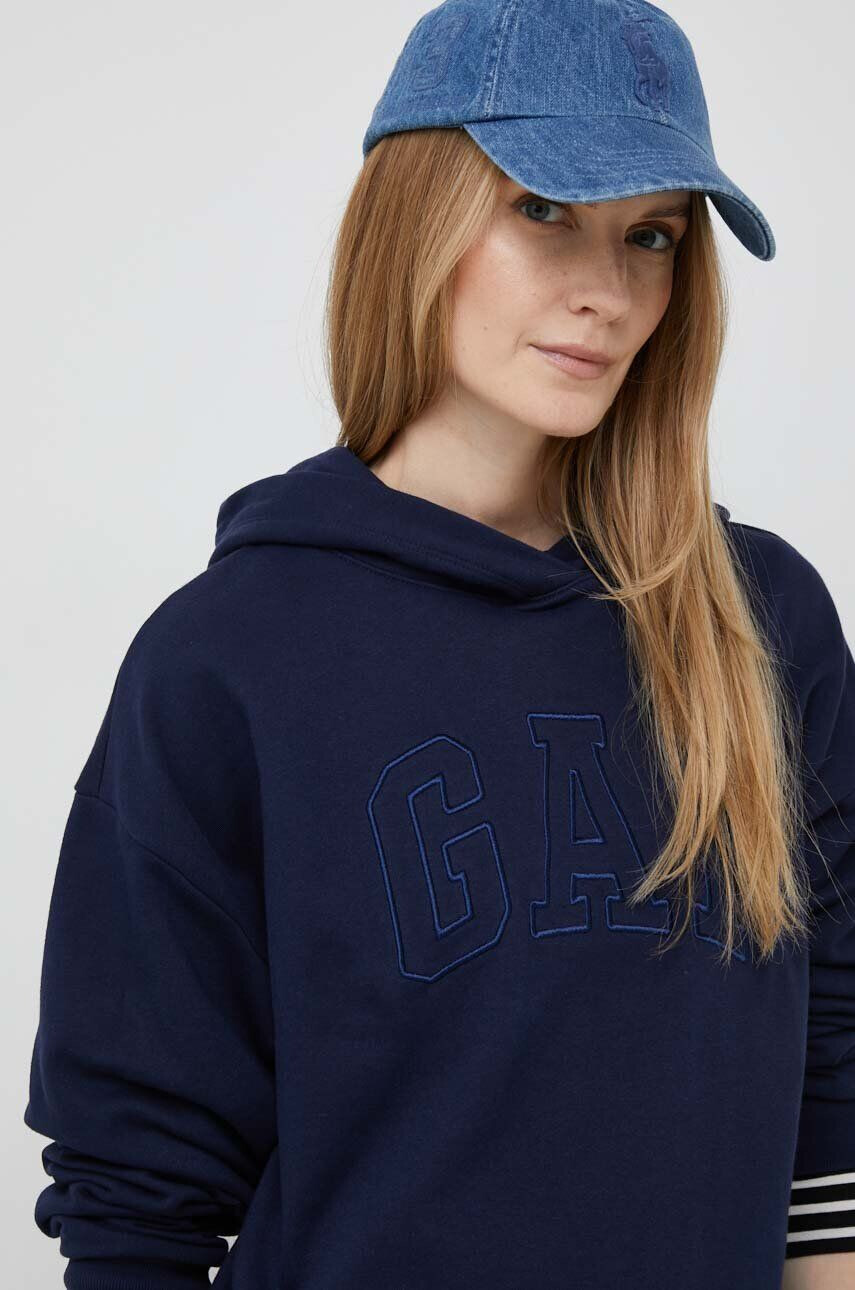 Gap bluza femei culoarea albastru marin cu glugă cu imprimeu - Pled.ro