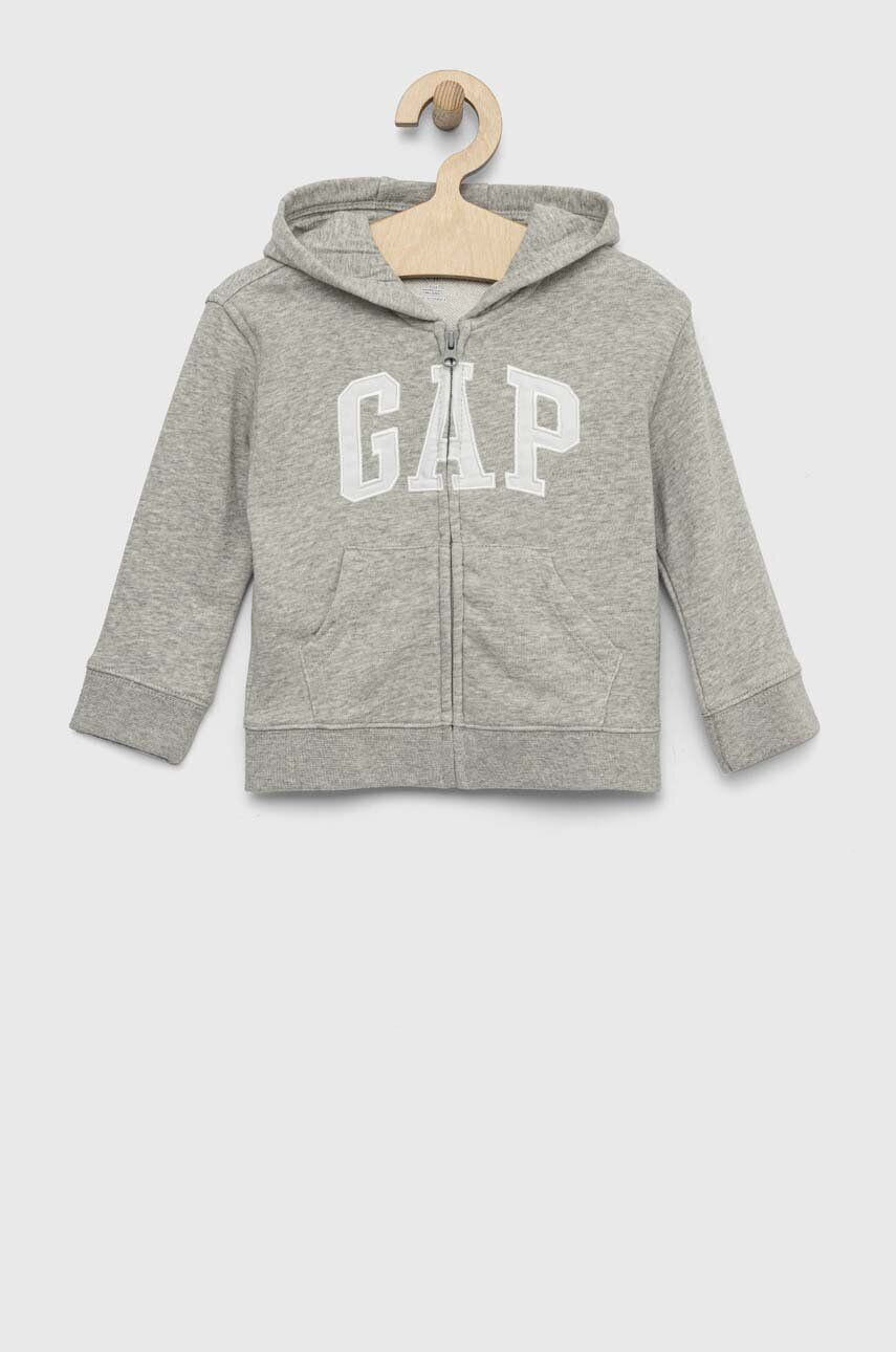 Gap bluza bebe culoarea gri cu glugă cu imprimeu - Pled.ro