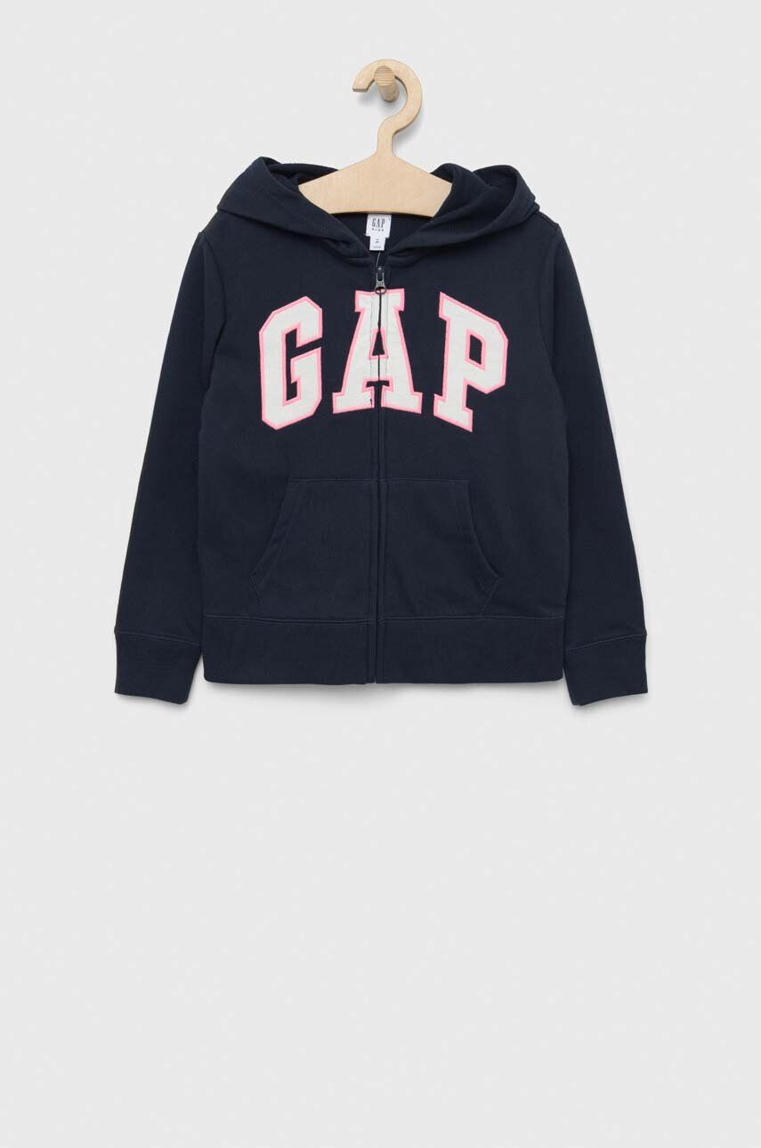 Gap bluza copii culoarea albastru marin cu glugă cu imprimeu - Pled.ro