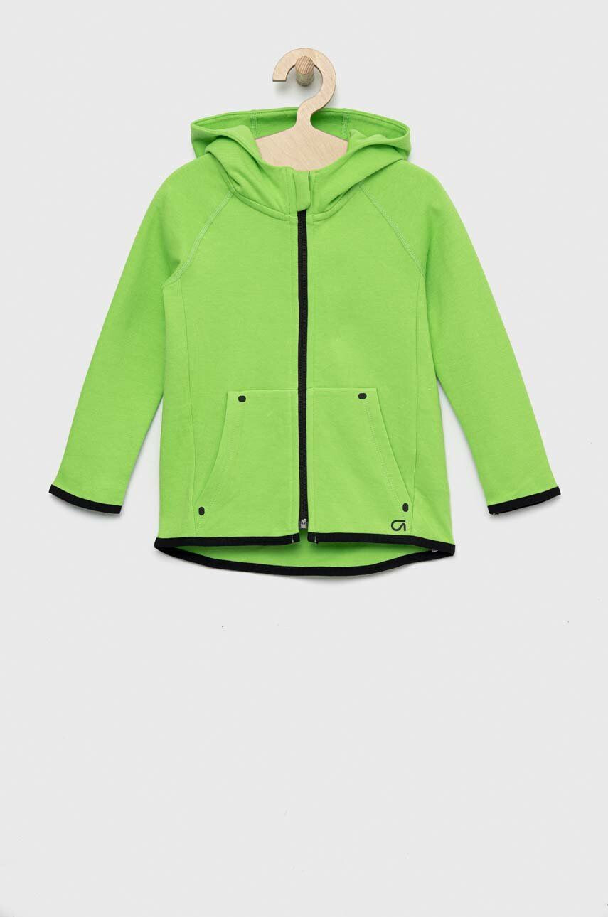 Gap bluza copii culoarea verde cu glugă neted - Pled.ro