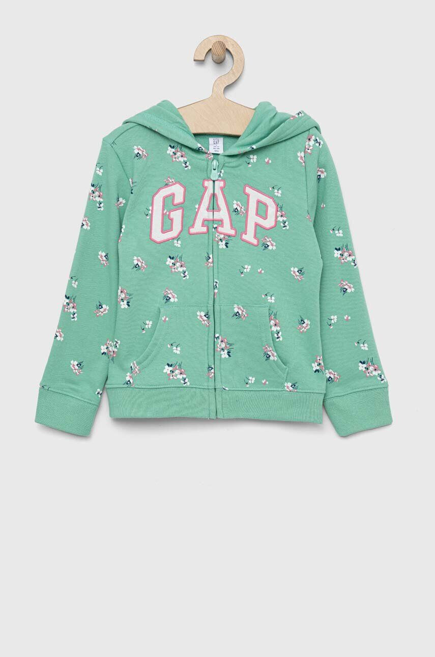 Gap bluza copii culoarea turcoaz cu glugă modelator - Pled.ro