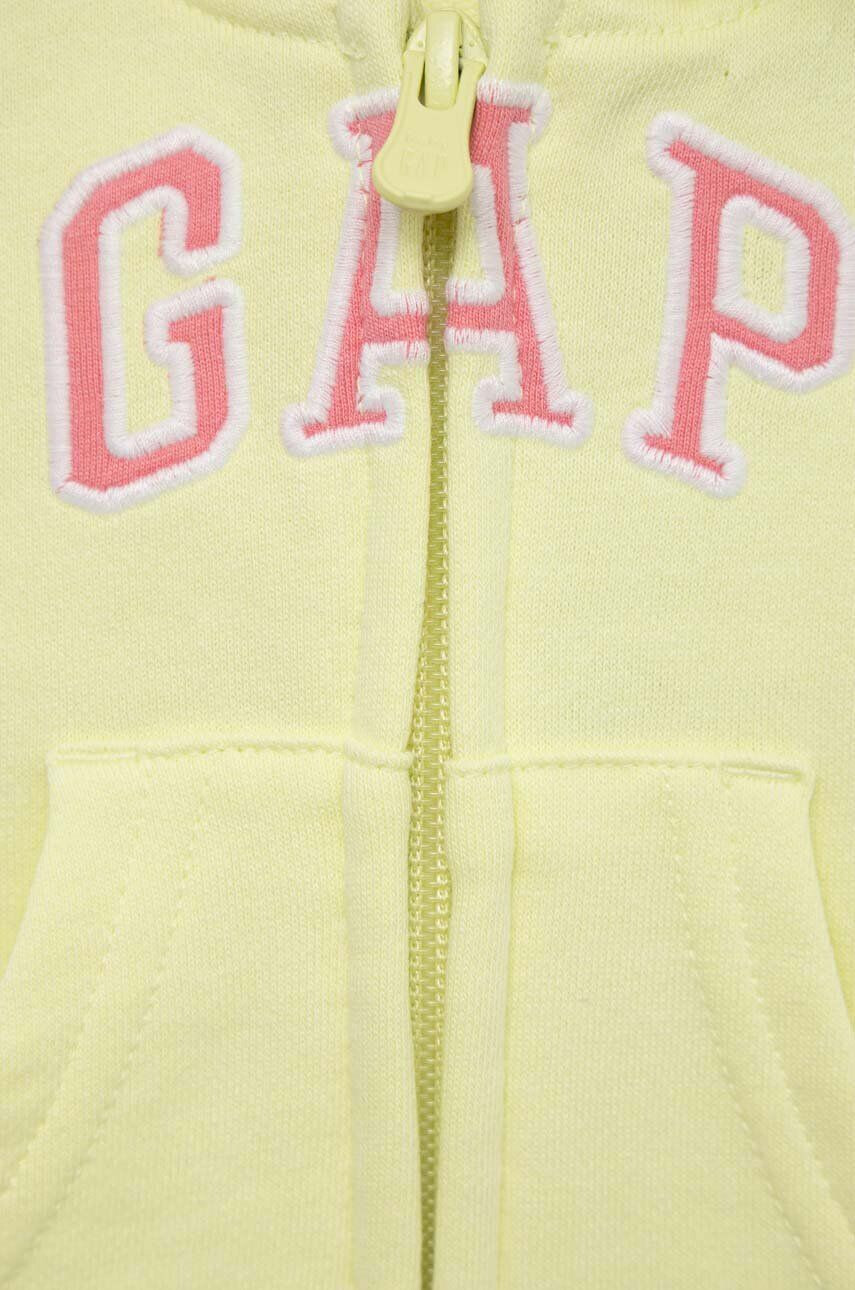 Gap bluza copii culoarea galben cu glugă cu imprimeu - Pled.ro