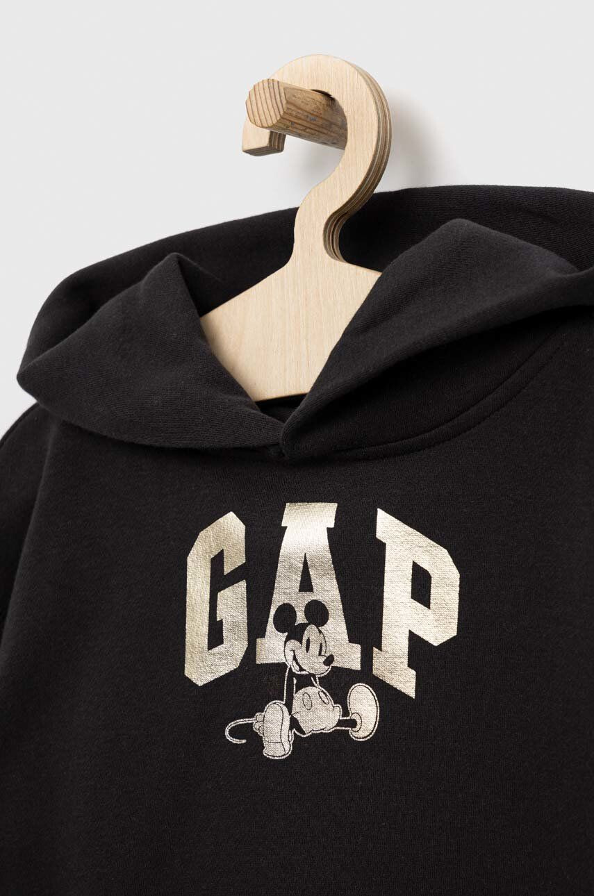 Gap bluza copii X Disney culoarea negru cu glugă cu imprimeu - Pled.ro