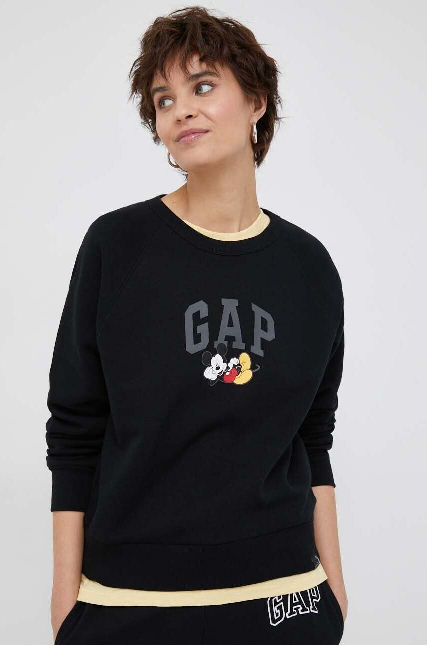 Gap bluza x Disney femei culoarea negru cu imprimeu - Pled.ro