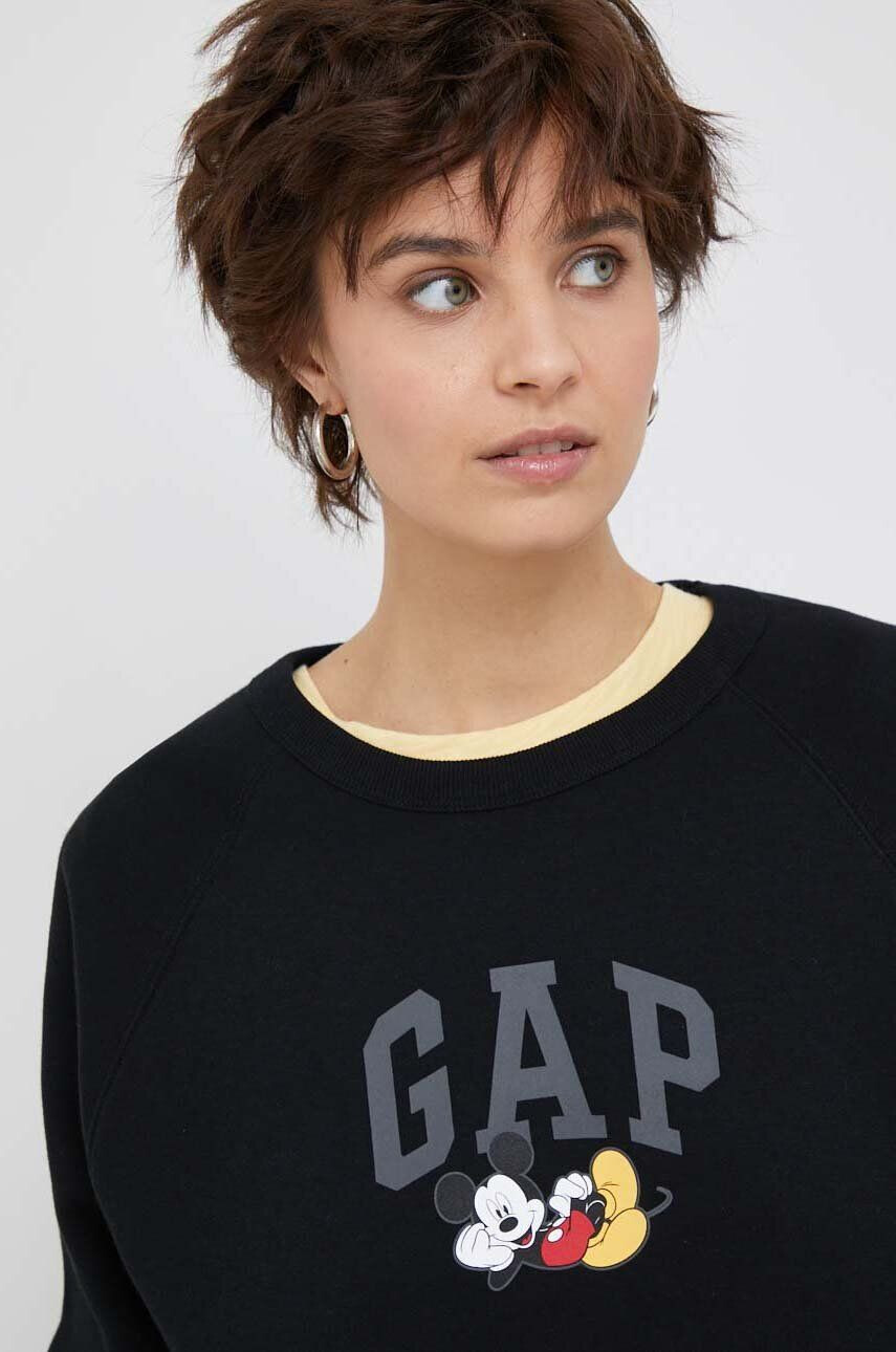 Gap bluza x Disney femei culoarea negru cu imprimeu - Pled.ro