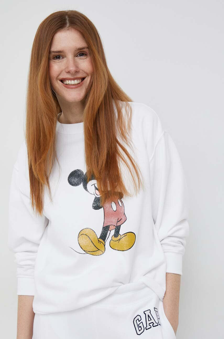 Gap bluza x Disney femei culoarea alb cu imprimeu - Pled.ro