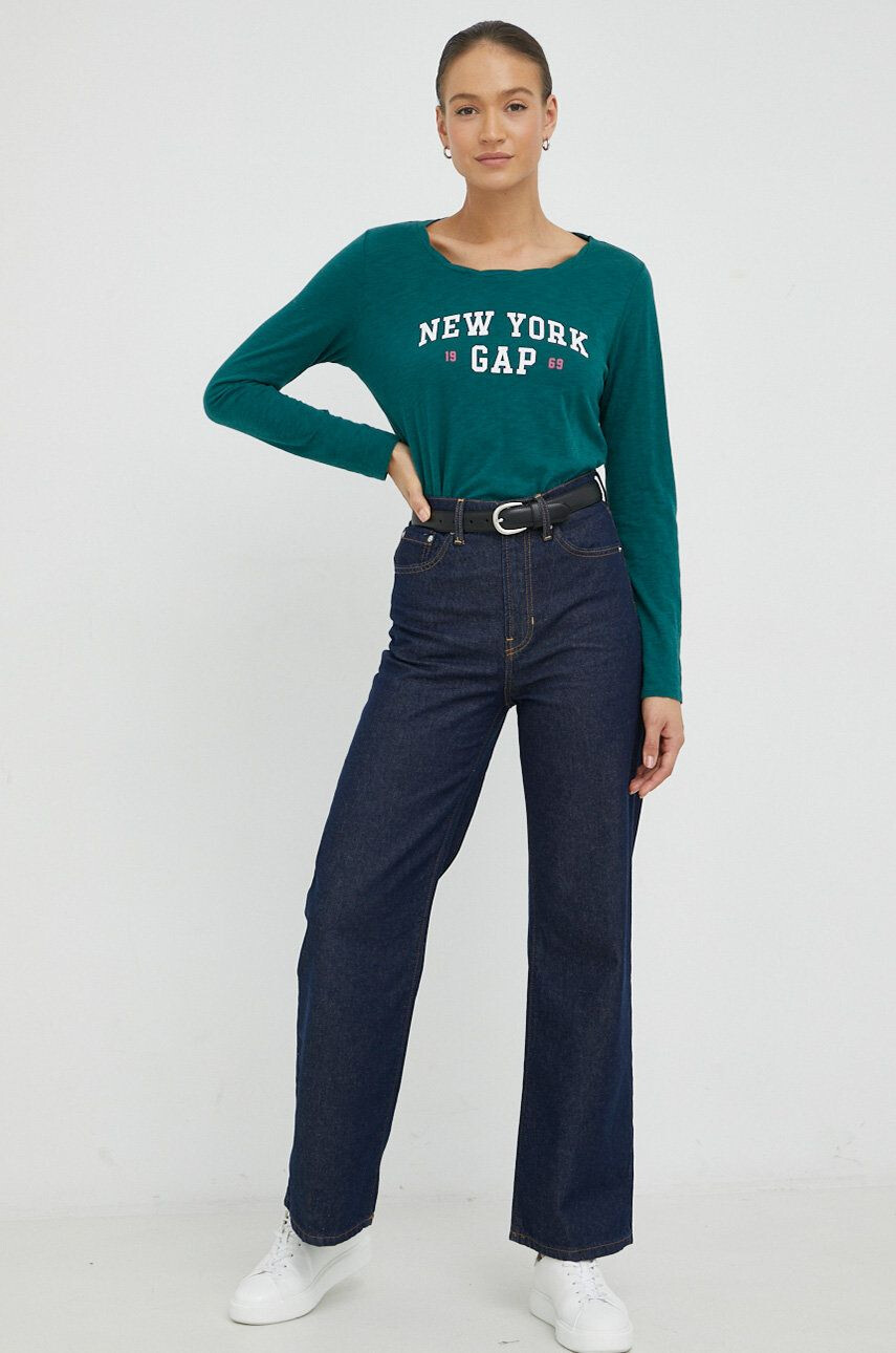 Gap longsleeve din bumbac culoarea gri neted - Pled.ro