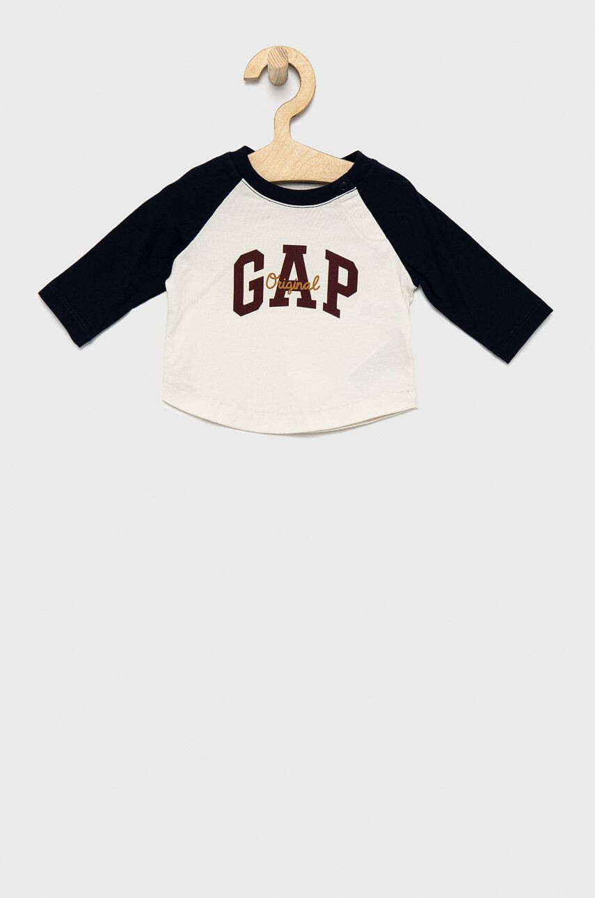 Gap Longsleeve din bumbac pentru copii culoarea albastru marin cu imprimeu - Pled.ro