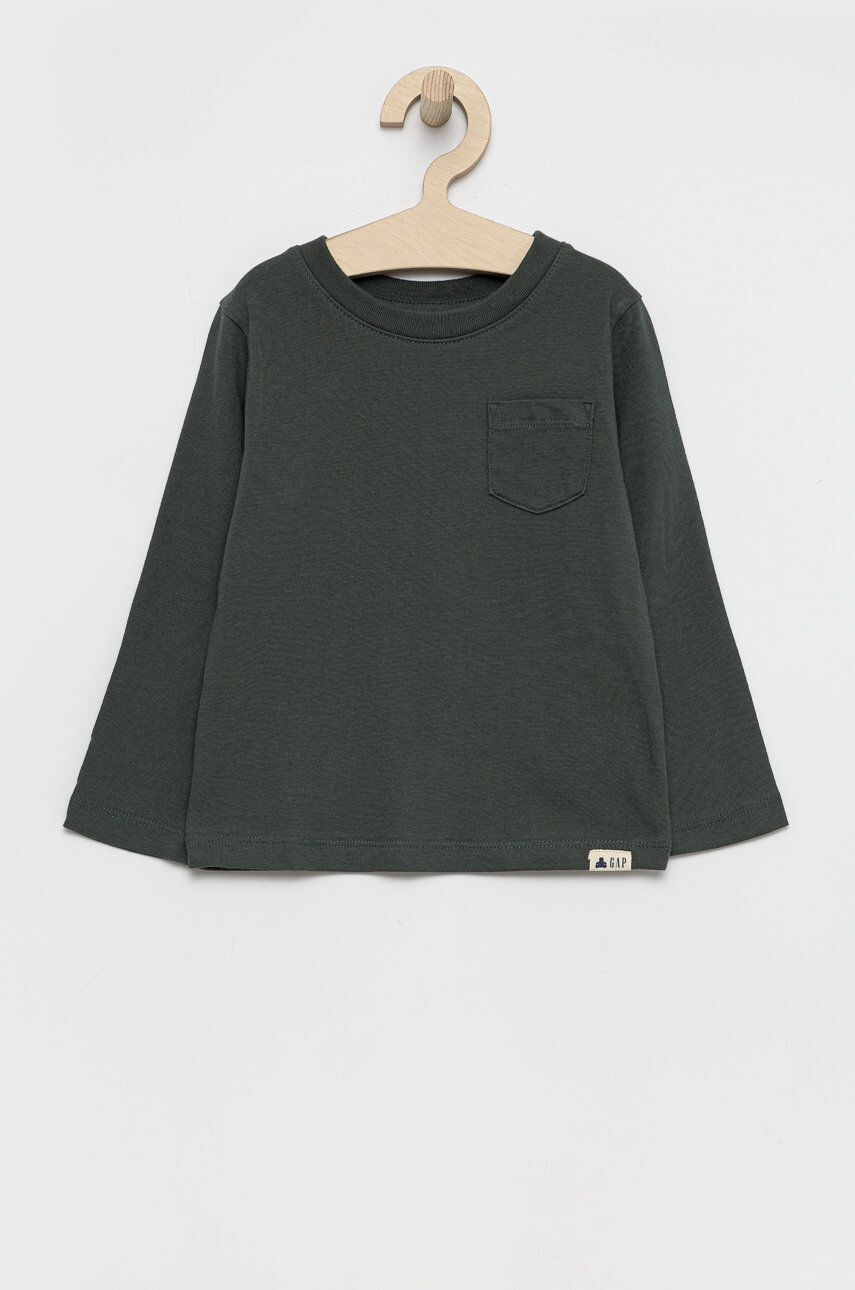 Gap Longsleeve din bumbac pentru copii culoarea verde material neted - Pled.ro