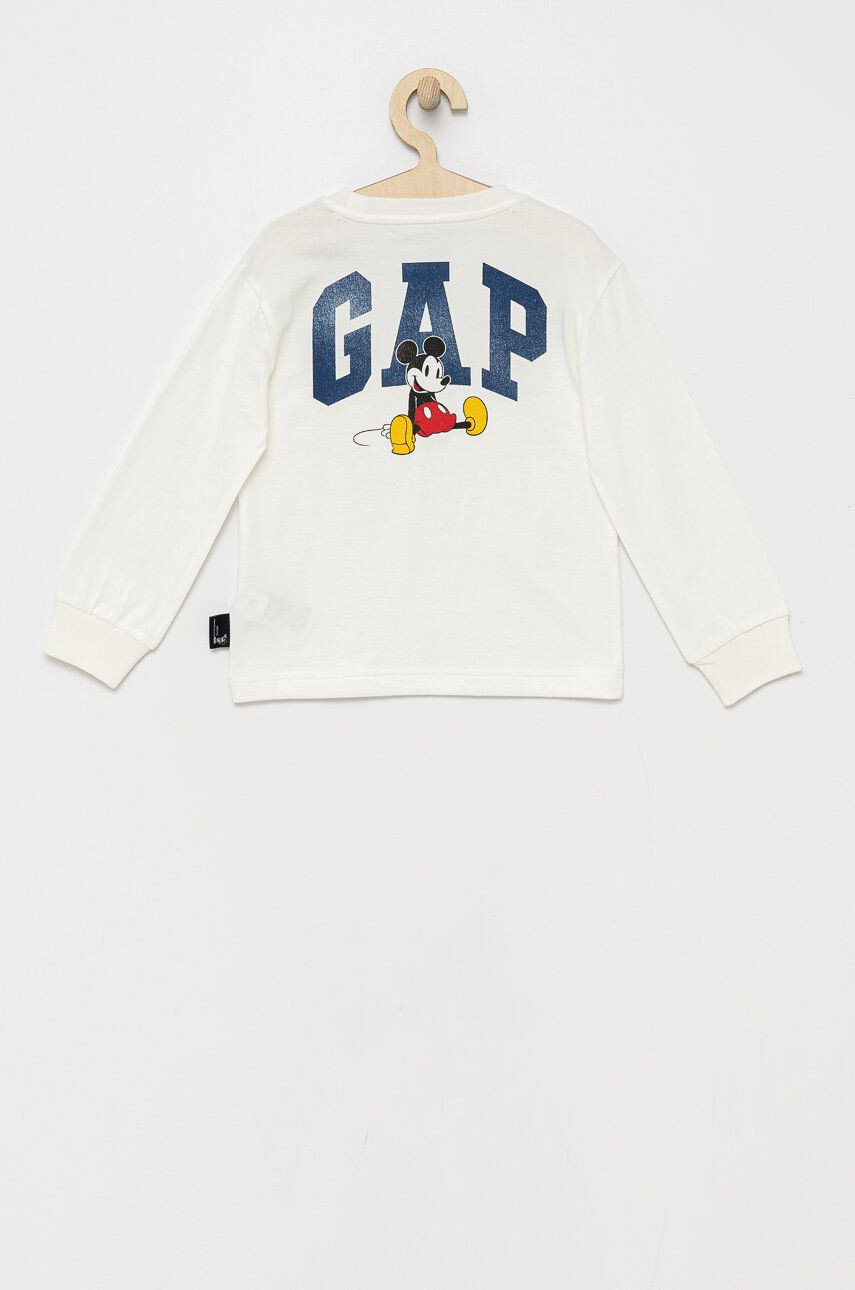 Gap longsleeve din bumbac pentru copii culoarea alb cu imprimeu - Pled.ro