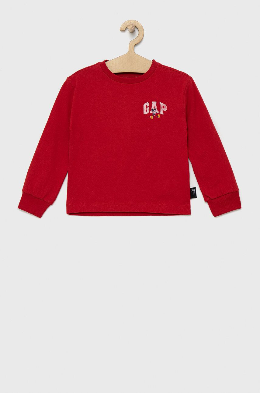 Gap longsleeve din bumbac pentru copii culoarea rosu cu imprimeu - Pled.ro