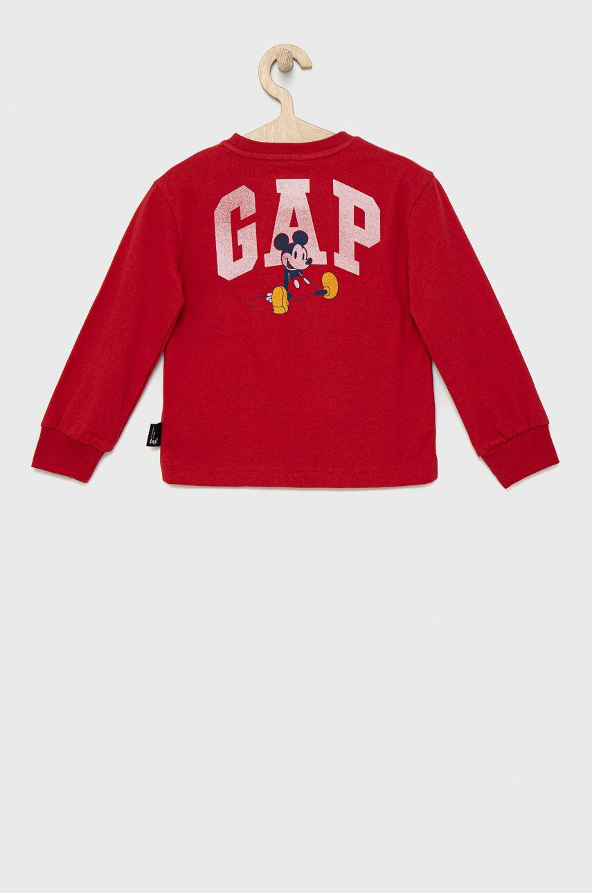 Gap longsleeve din bumbac pentru copii culoarea rosu cu imprimeu - Pled.ro