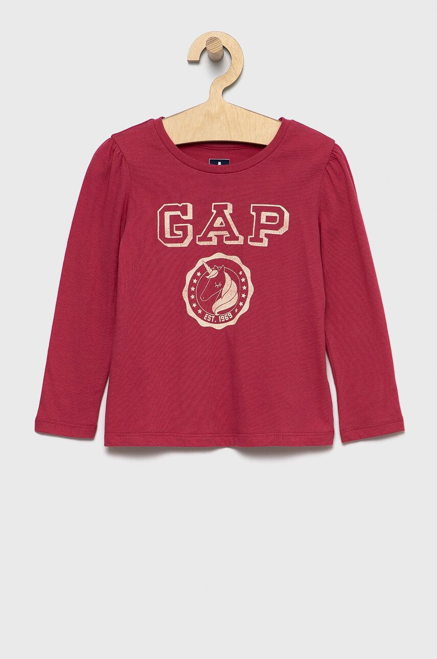 Gap Longsleeve din bumbac pentru copii culoarea roz - Pled.ro