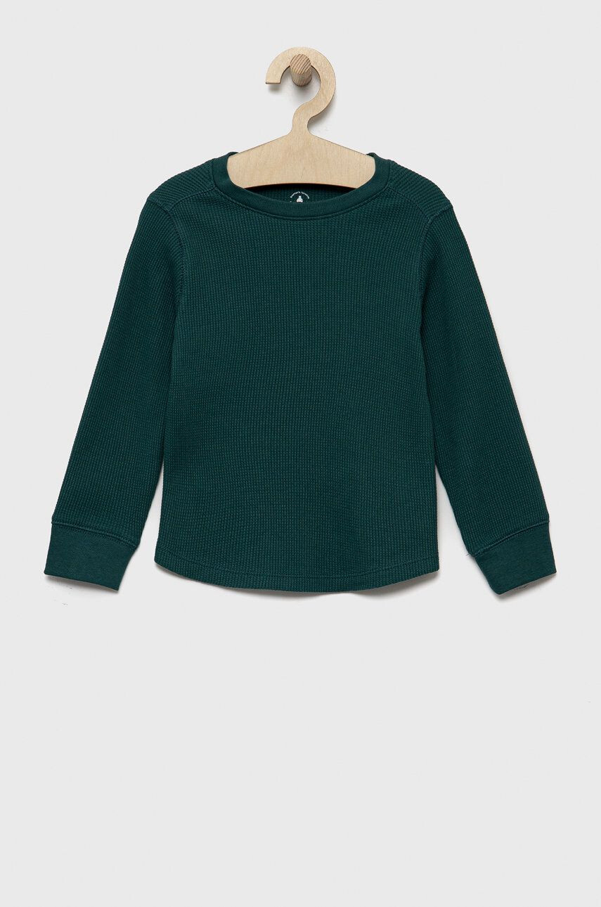 Gap longsleeve din bumbac pentru copii culoarea verde neted - Pled.ro