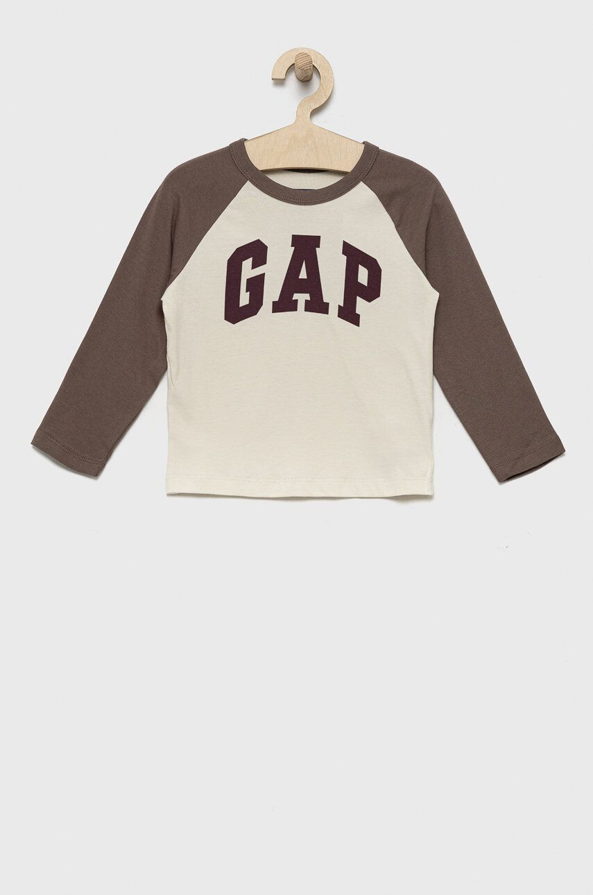 Gap longsleeve din bumbac pentru copii culoarea portocaliu cu imprimeu - Pled.ro