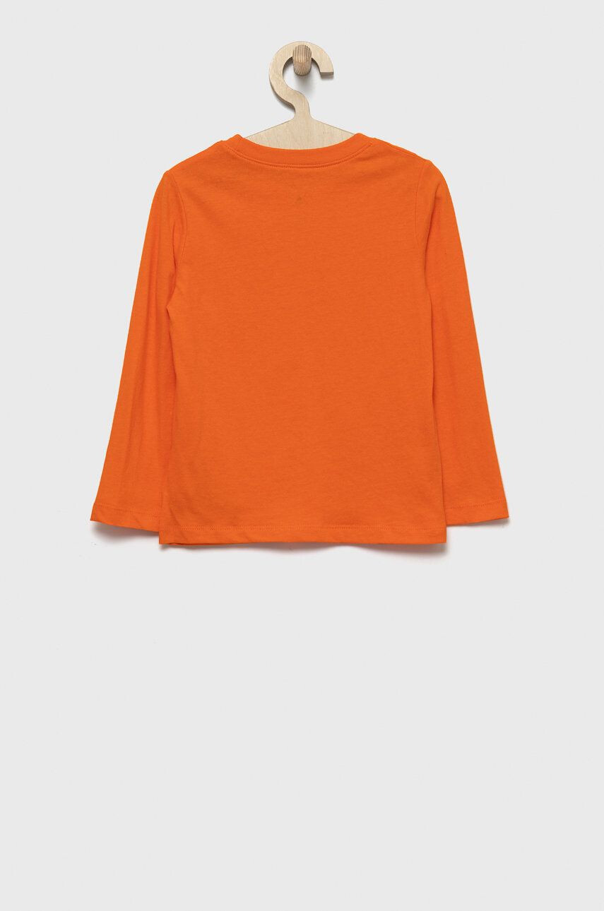 Gap longsleeve din bumbac pentru copii culoarea portocaliu cu imprimeu - Pled.ro