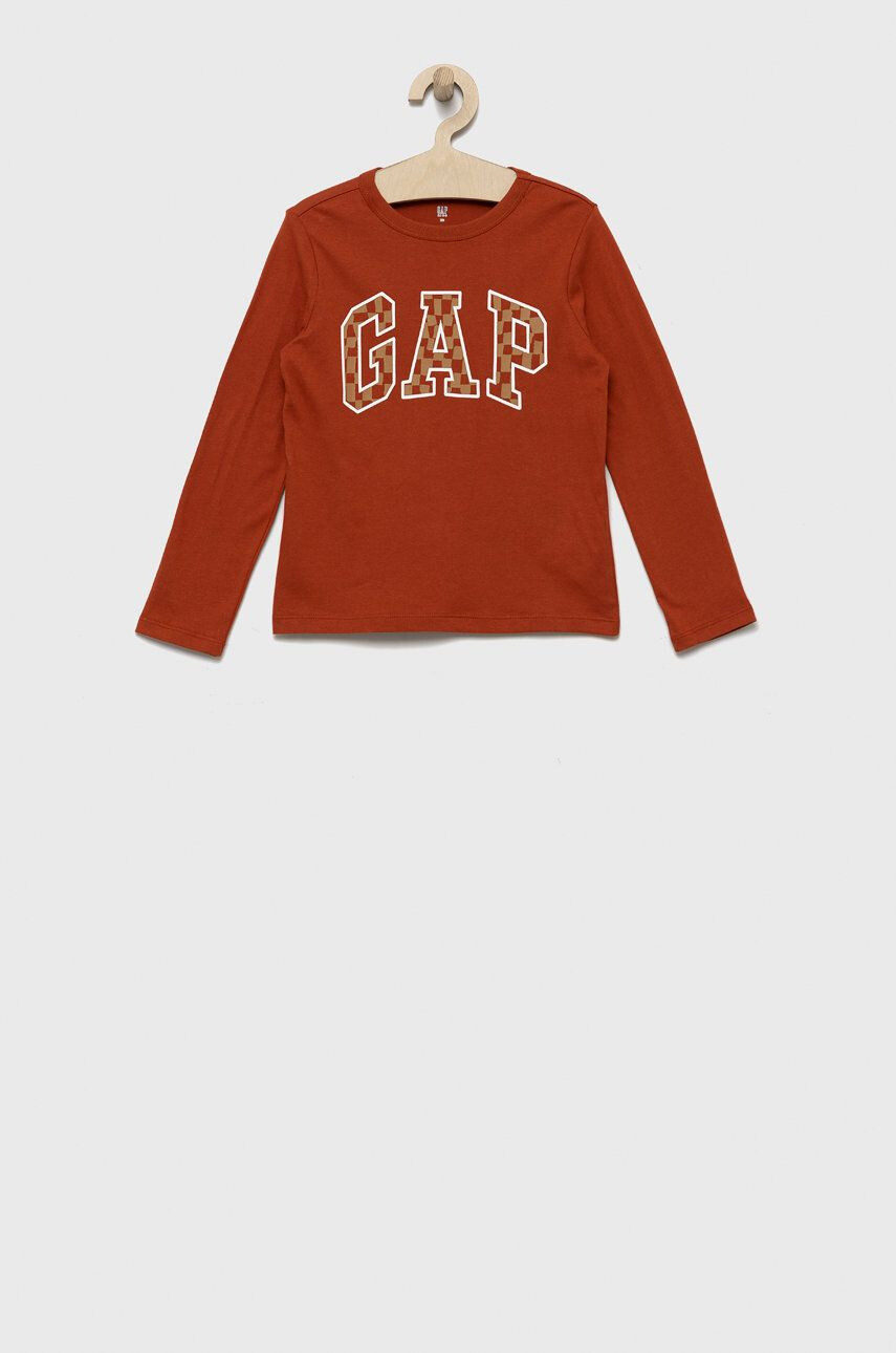 Gap longsleeve din bumbac pentru copii culoarea verde cu imprimeu - Pled.ro