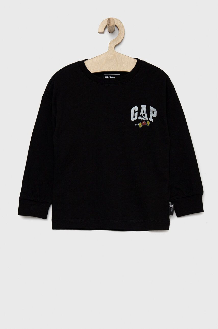 Gap longsleeve din bumbac pentru copii culoarea negru cu imprimeu - Pled.ro