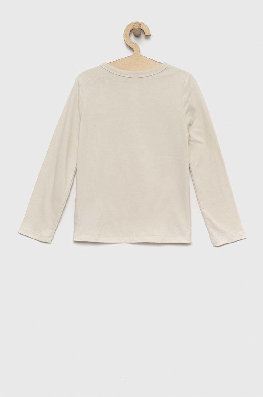 Gap longsleeve din bumbac pentru copii culoarea bej cu imprimeu - Pled.ro