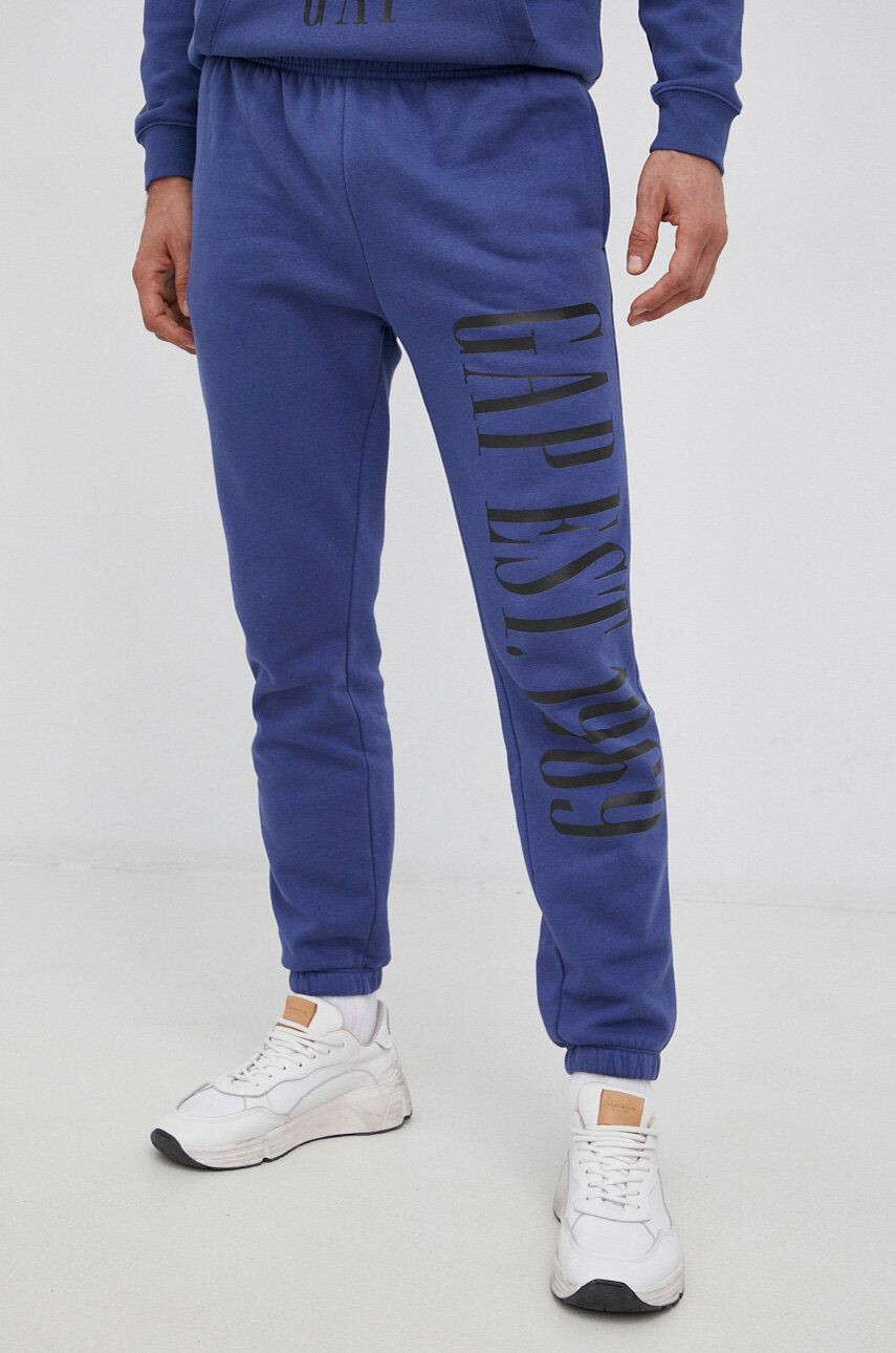 Gap pantaloni culoarea gri cu imprimeu - Pled.ro