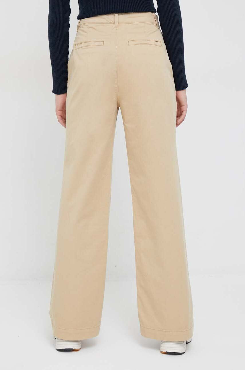 Gap pantaloni femei culoarea bej lat high waist - Pled.ro