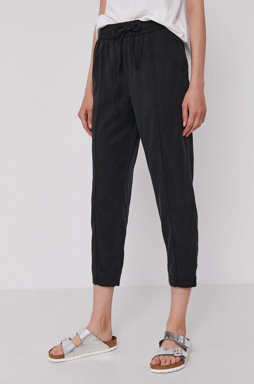 Gap Pantaloni femei culoarea negru model drept medium waist - Pled.ro