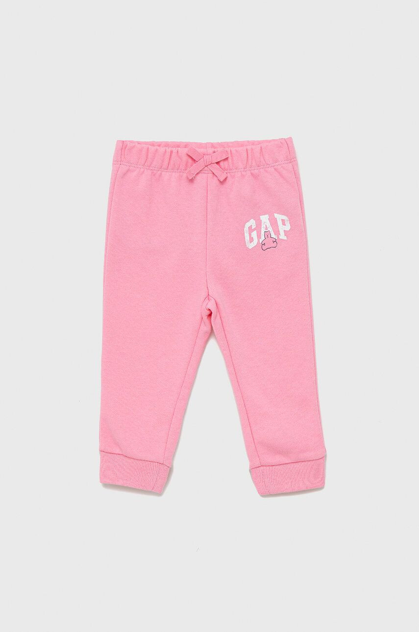 Gap pantaloni copii culoarea roz cu imprimeu - Pled.ro