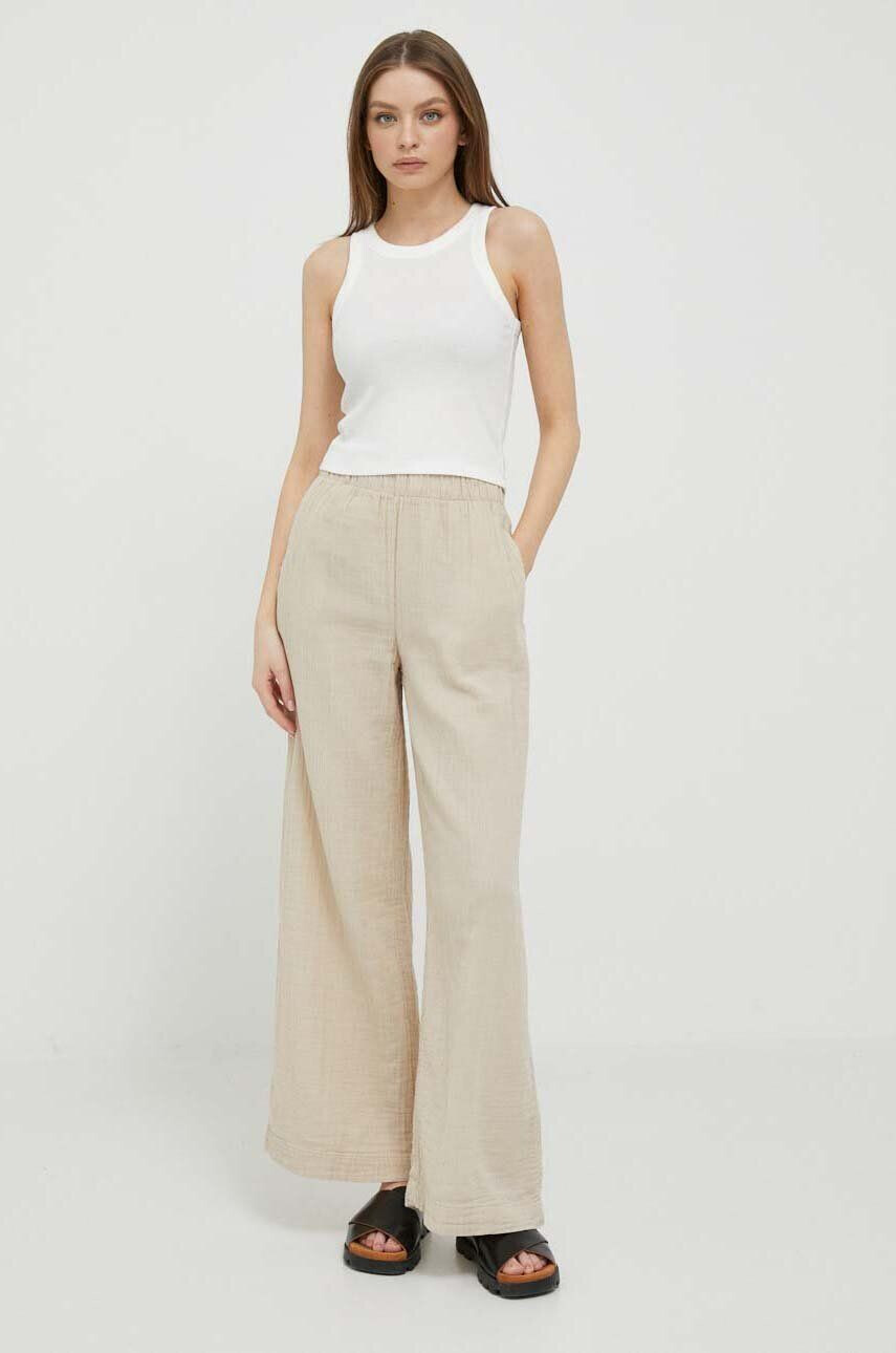 Gap pantaloni de bumbac culoarea bej lat high waist - Pled.ro