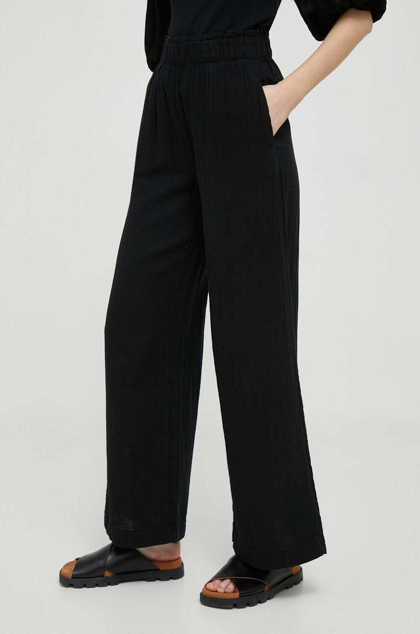 Gap pantaloni de bumbac culoarea negru lat high waist - Pled.ro