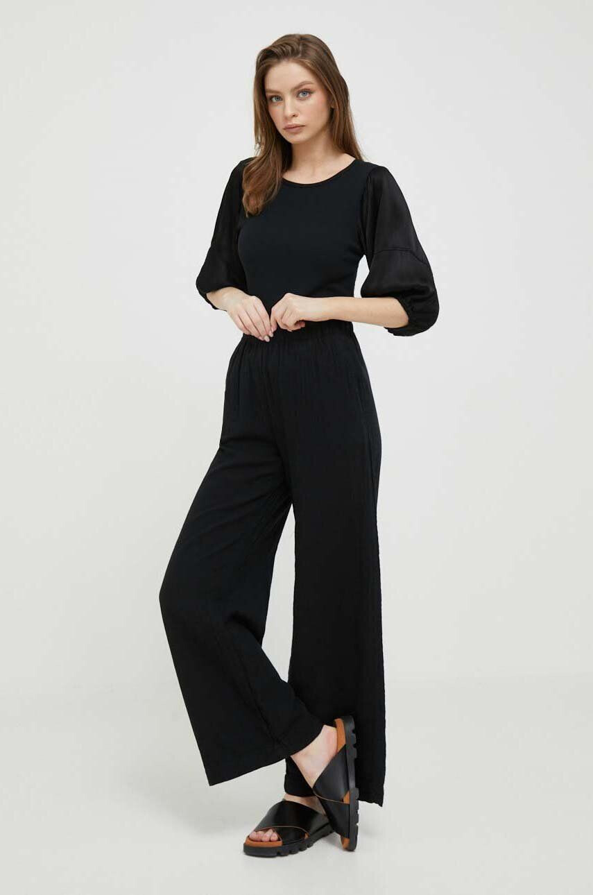 Gap pantaloni de bumbac culoarea negru lat high waist - Pled.ro