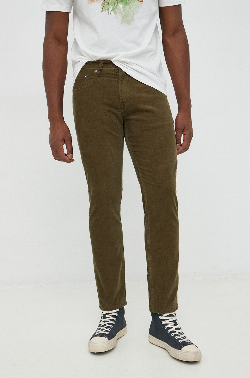 Gap pantaloni de catifea cord barbati culoarea verde drept - Pled.ro