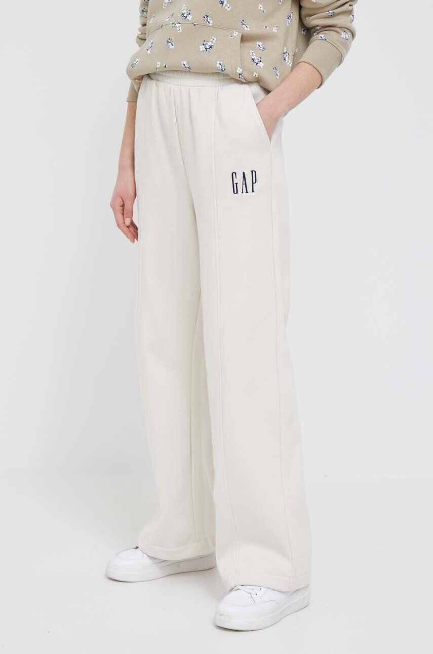 Gap pantaloni de trening culoarea bej lat high waist - Pled.ro