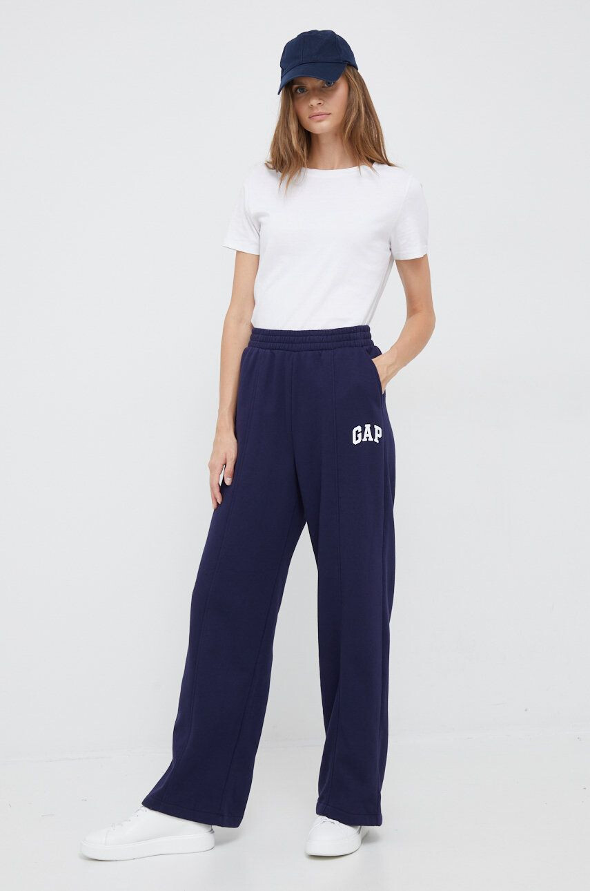 Gap pantaloni de trening femei culoarea albastru marin neted - Pled.ro