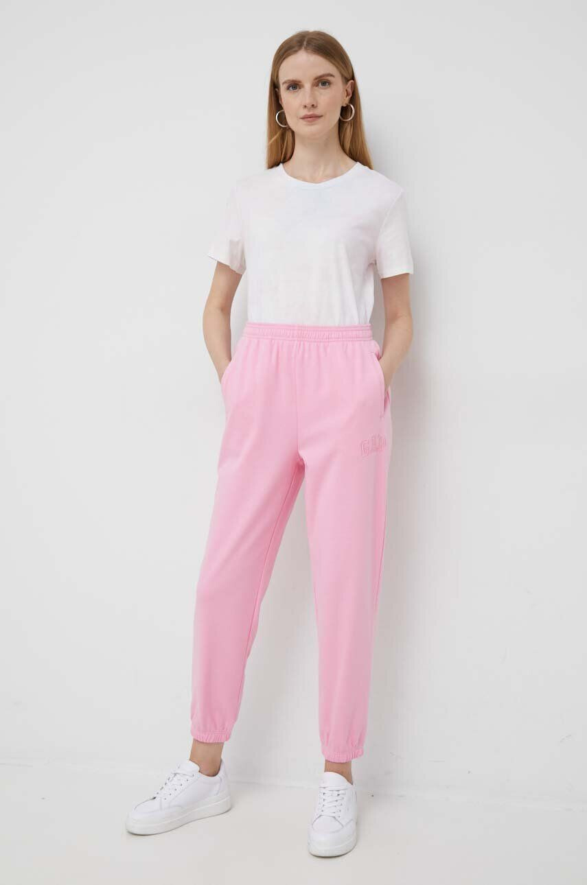 Gap pantaloni de trening culoarea roz cu imprimeu - Pled.ro