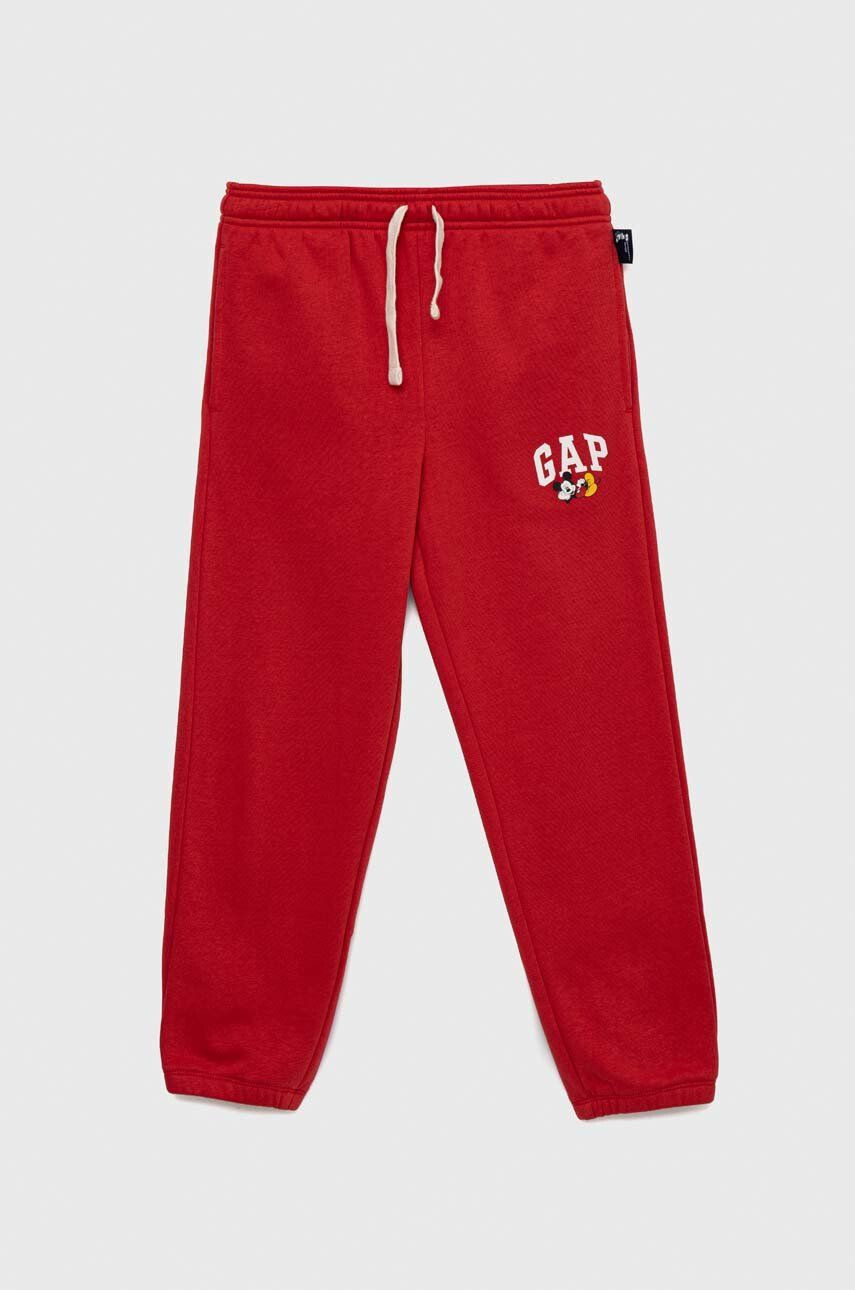 Gap pantaloni de trening pentru copii culoarea rosu cu imprimeu - Pled.ro