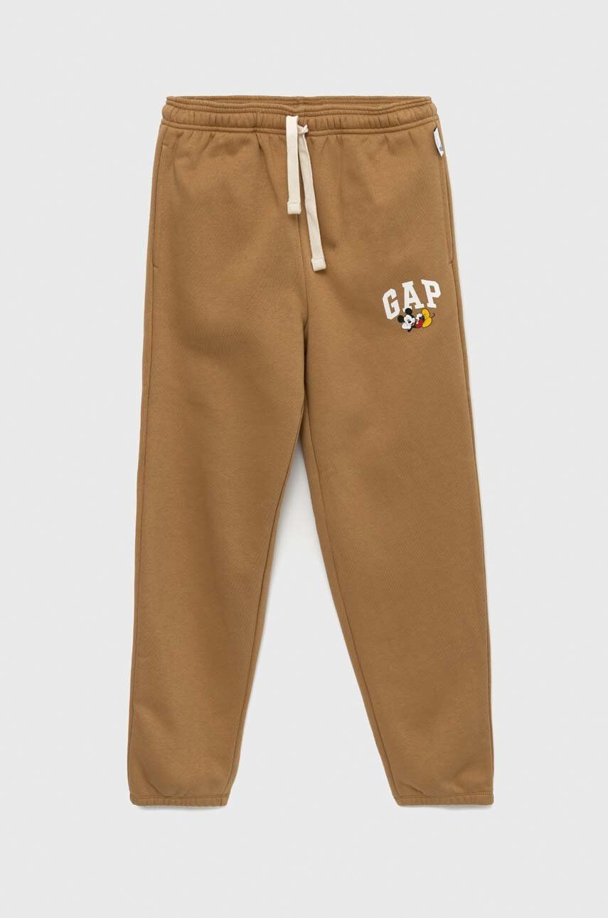 Gap pantaloni de trening pentru copii culoarea maro cu imprimeu - Pled.ro