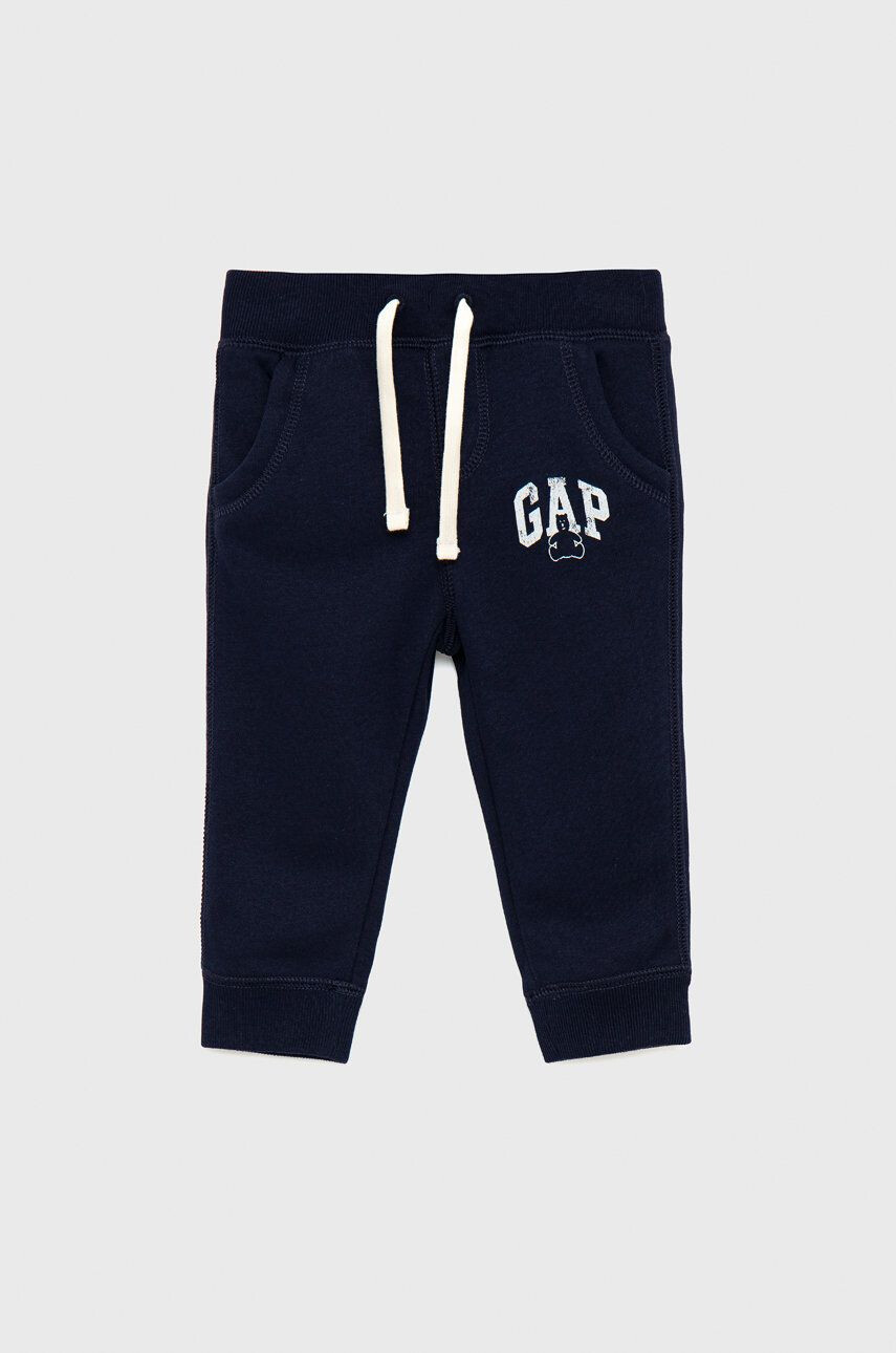 Gap pantaloni de trening pentru copii culoarea albastru marin cu imprimeu - Pled.ro