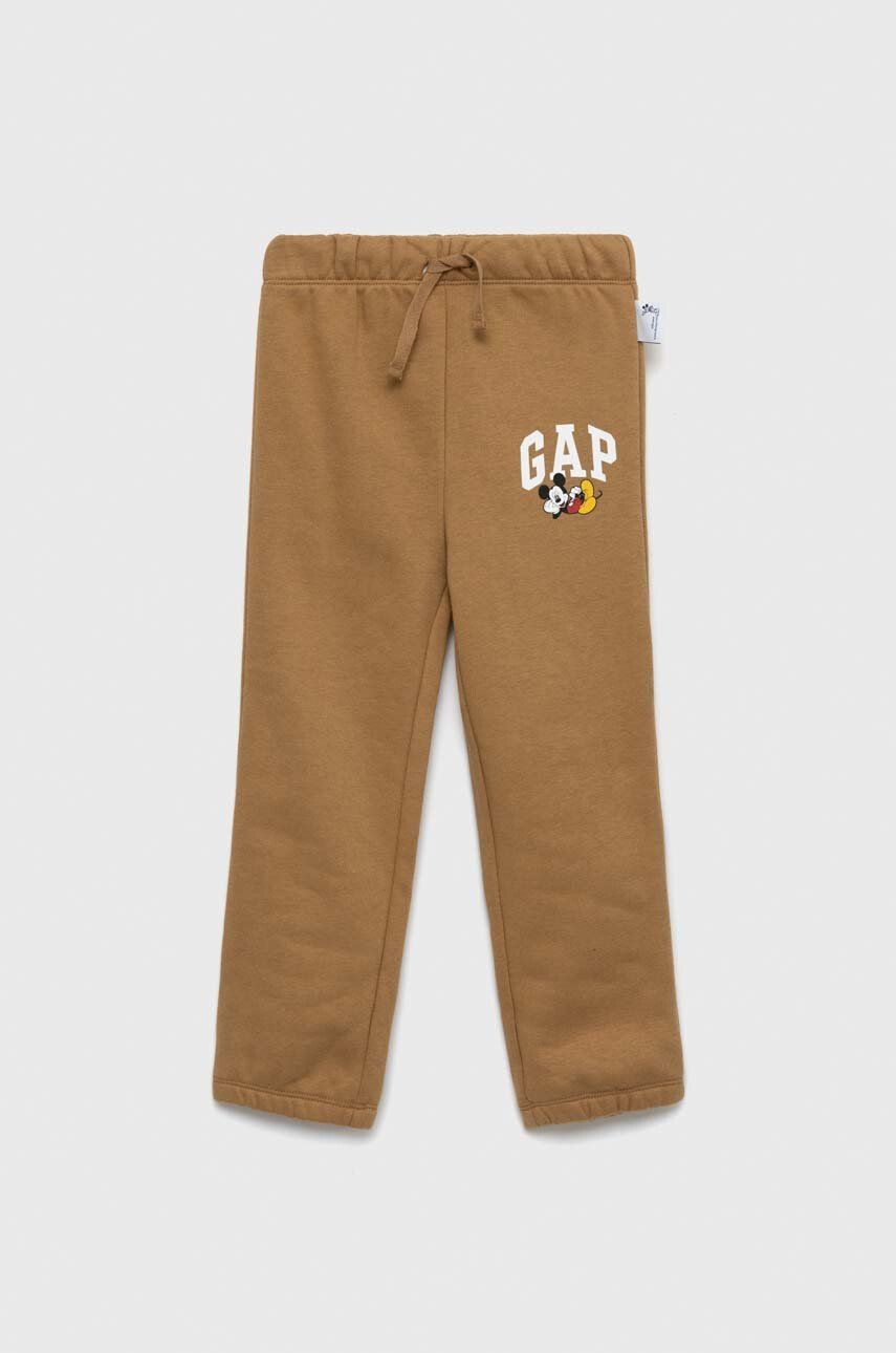 Gap pantaloni de trening pentru copii X Disney culoarea maro neted - Pled.ro