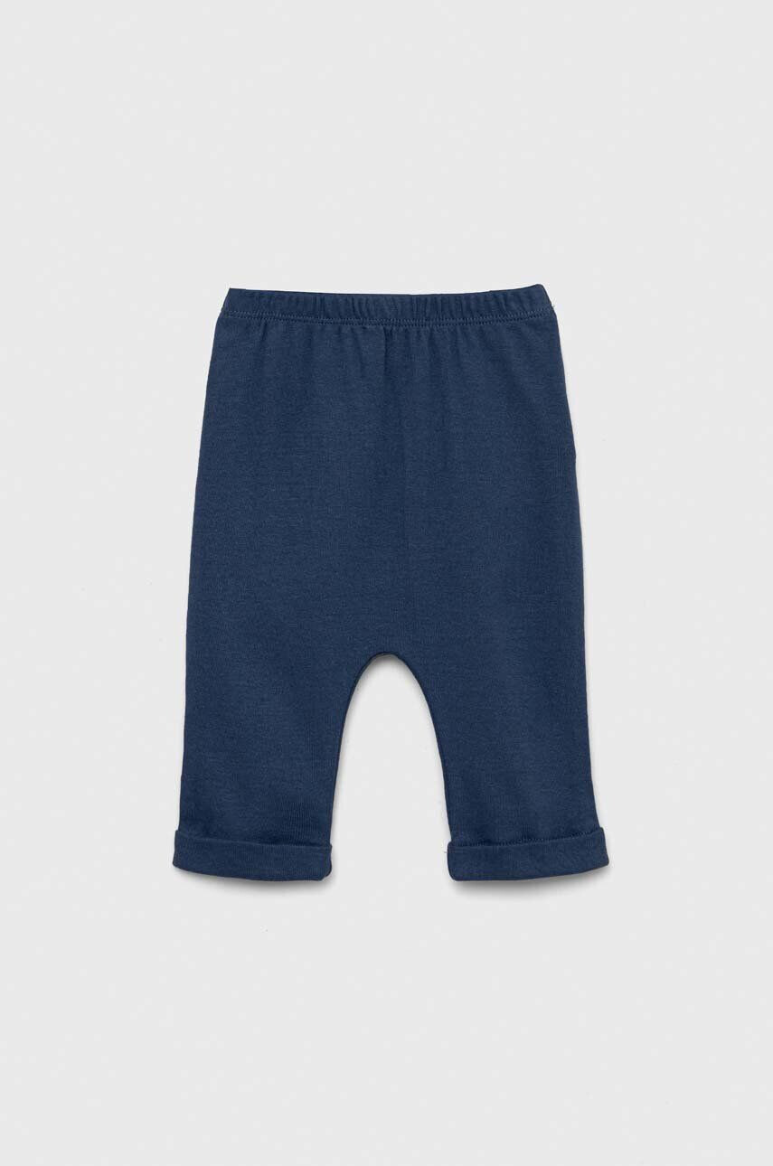 Gap pantaloni din bumbac pentru bebeluși culoarea albastru marin cu imprimeu - Pled.ro